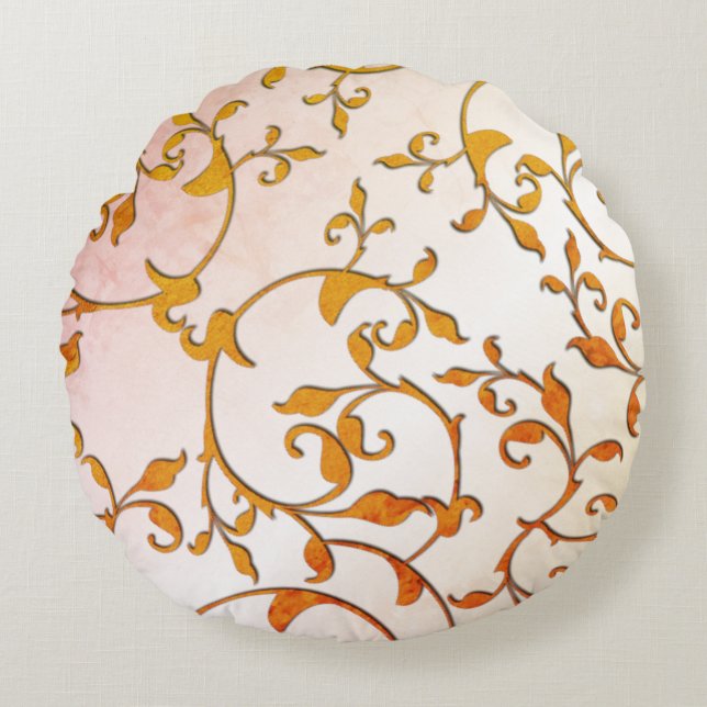 Scrolling Rust Round Pillow (Front)