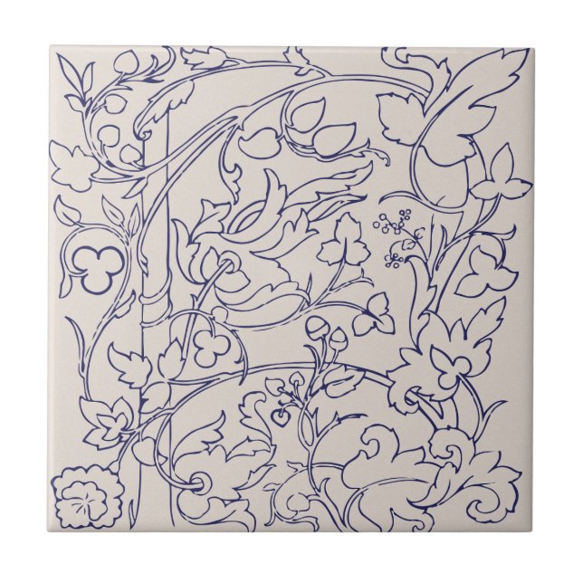 Scrolling Vine Ceramic Tile (Front)