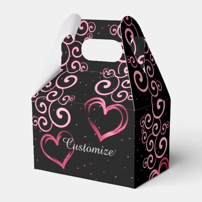 Scrolling Vine Hearts Gable Favor Box (Front Side)