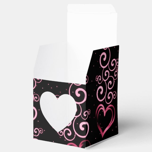 Scrolling Vine Hearts Heart Favor Box (Opened)