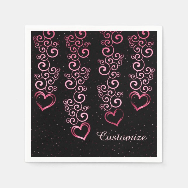 Scrolling Vine Hearts Napkins (Front)
