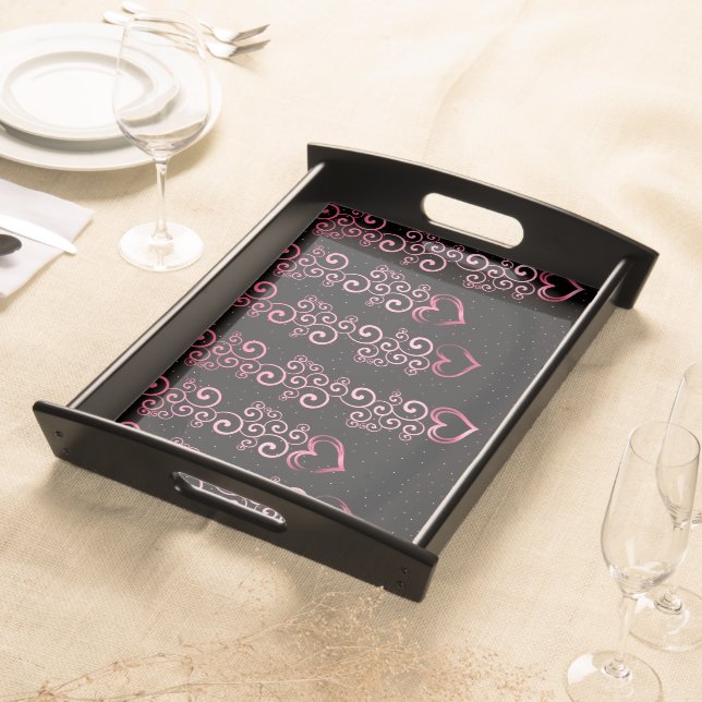 Scrolling Vine Hearts Serving Tray (Front)