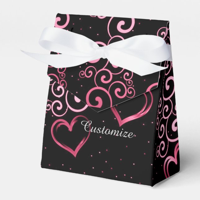 Scrolling Vine Hearts Tent Favor Box (Front Side)