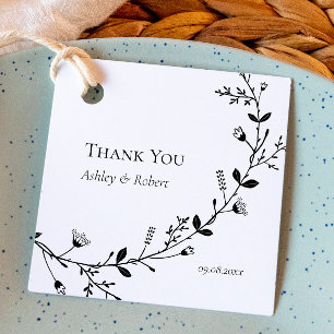 Scrolling Vine Wedding Thank You Gift Favor Tags