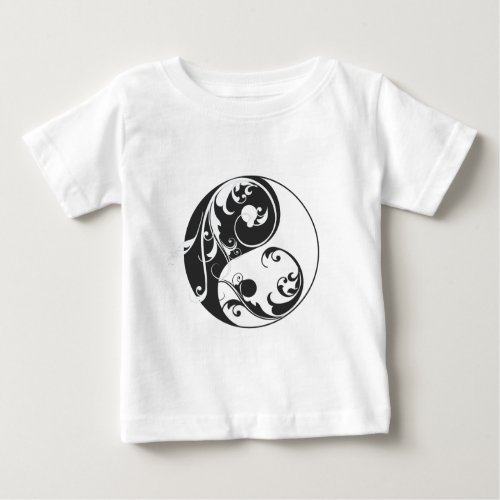 Scrolling Yin  Yang black Baby T_Shirt