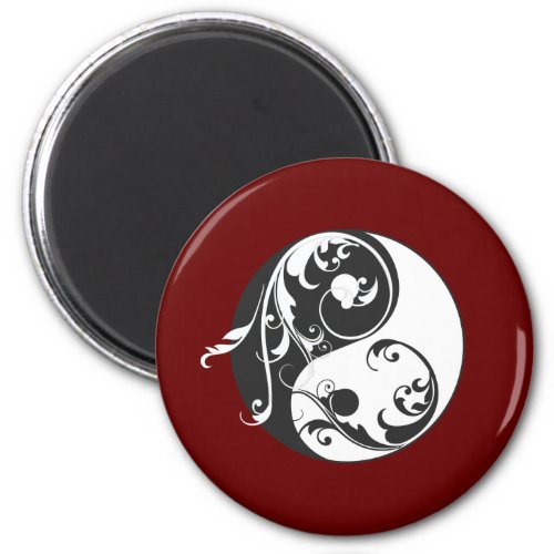 Scrolling Yin  Yang black Magnet