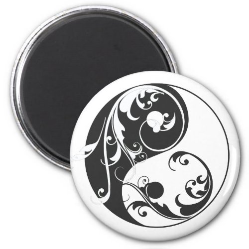Scrolling Yin  Yang black Magnet