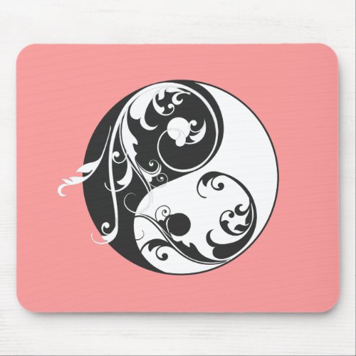 Scrolling Yin  Yang black Mouse Pad