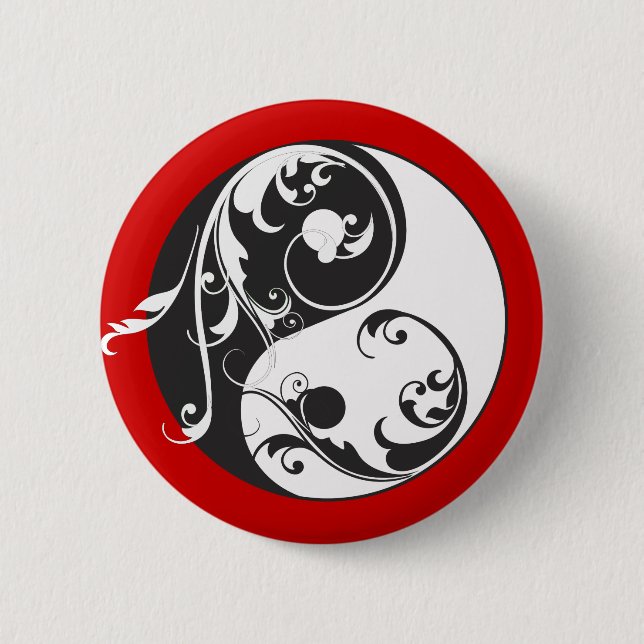 Scrolling Yin & Yang (black) Pinback Button (Front)