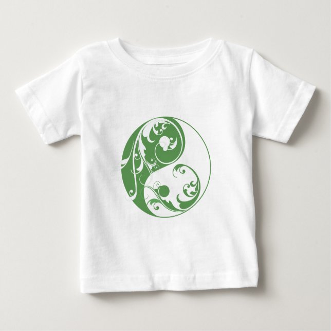 Scrolling Yin & Yang (green) Baby T-Shirt (Front)