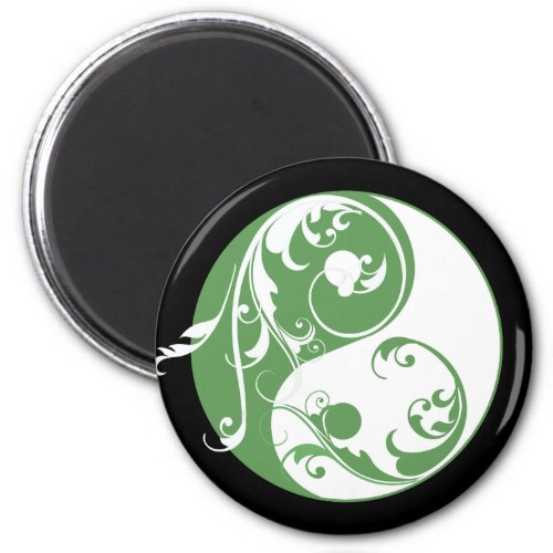 Scrolling Yin  Yang green Magnet