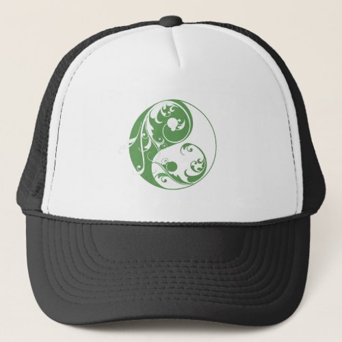 Scrolling Yin  Yang green Trucker Hat