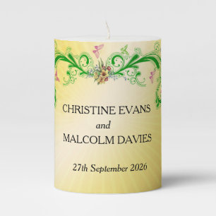 Scrolls and Butterflies Pillar Candle