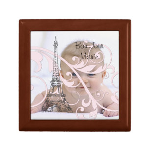 Scrolls and Eiffel Tower - Pink Jewelry Box