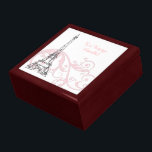 Scrolls and Eiffel Tower - Pink Keepsake Box<br><div class="desc">Lovely pink scrolls and swirls and a black line art of the Eiffel Tower.  The perfect gift!</div>