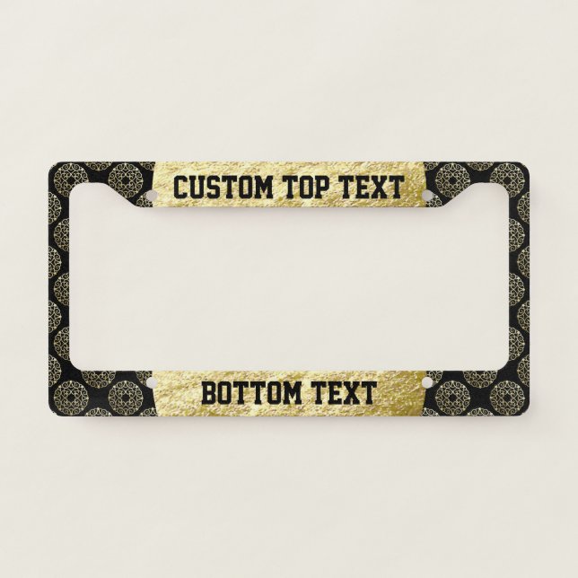 Scrolls Curls Gold Filigree Design 2 License Plate Frame (Front)