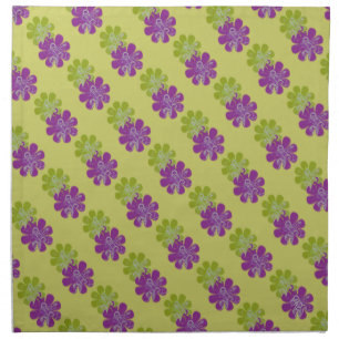 Scrolls n Flowers (purple/lime) Cloth Napkin
