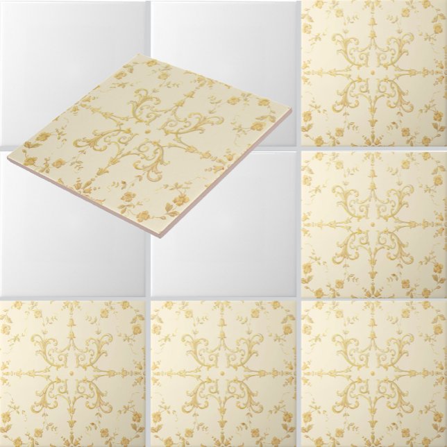 Scrolls of vine and flowers pattern ceramic tile (Creator Uploaded)