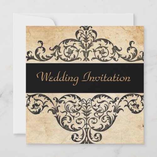 Scrolls rustic country western saloon wedding invitation