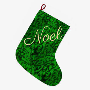 Scrollwork Green Christmas Stocking