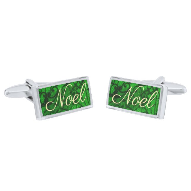 Scrollwork Green Cufflinks (Angled)