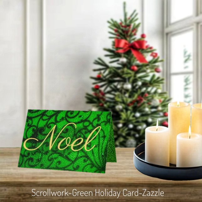 Scrollwork-Green Holiday Card (Creator Uploaded)