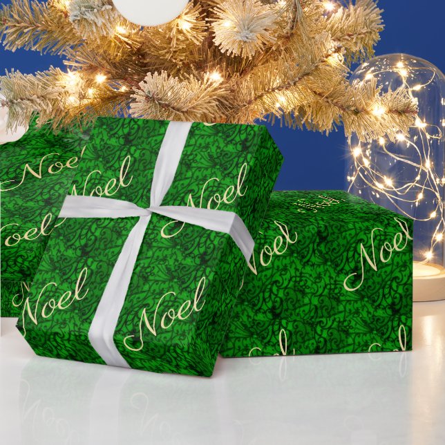 Scrollwork Green Wrapping Paper (Holidays)