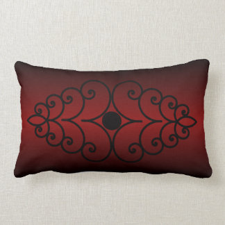 Scrollwork on Dark Red Gradient Lumbar Pillow