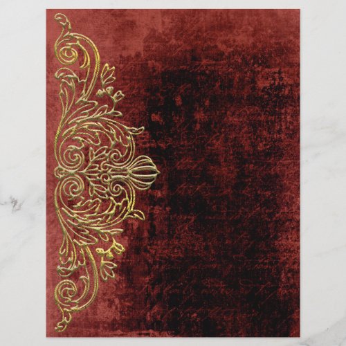 Scrollwork on Red Texture Scrapbook Paper