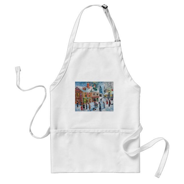 Scrooge A Christmas Carol winter snow scene ghosts Adult Apron (Front)