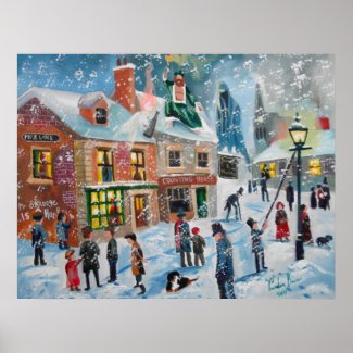Scrooge A Christmas Carol winter snow scene ghosts Poster