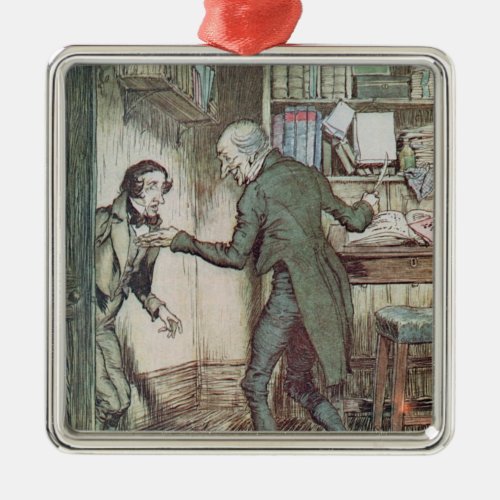 Scrooge and Bob Cratchit Metal Ornament