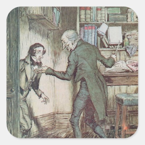 Scrooge and Bob Cratchit Square Sticker