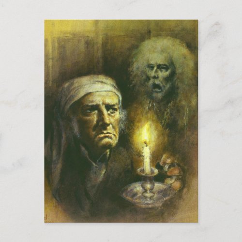Scrooge And Ghost Postcard