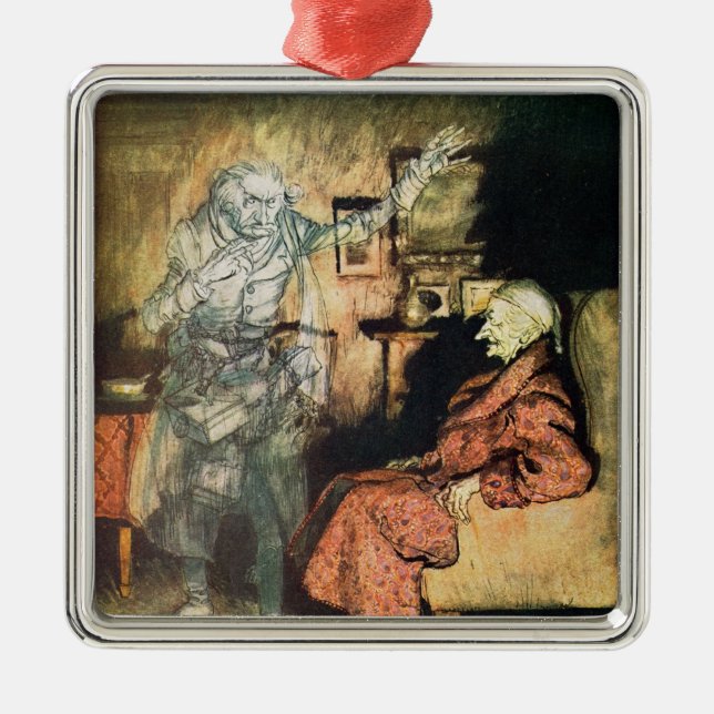 Scrooge and The Ghost of Marley Metal Ornament (Front)