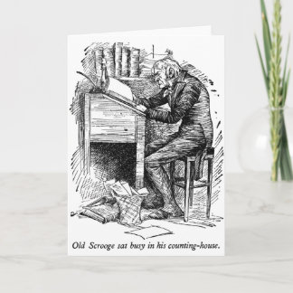Scrooge at His Desk (with text) Holiday Card