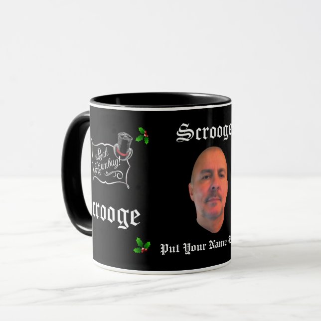 SCROOGE Image/Text Personalized Christmas Gift  Mug (Front Left)