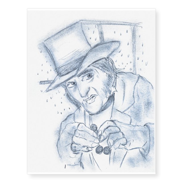 Scrooge in blue temporary tattoos (Front)
