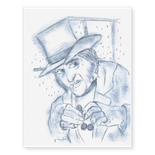 Scrooge in blue temporary tattoos