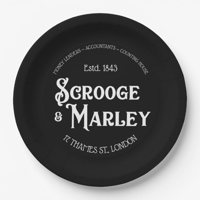 Scrooge & Marley A Christmas Carol Holiday Paper Plates (Front)