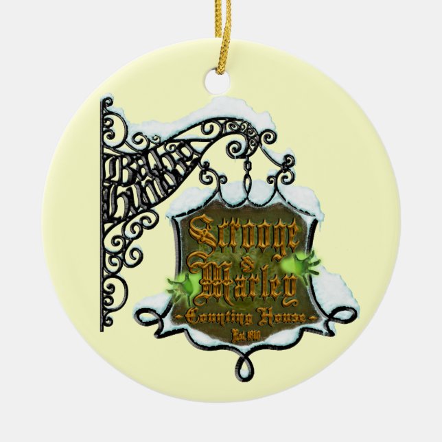 Scrooge&MarleySignScene Ceramic Ornament (Front)