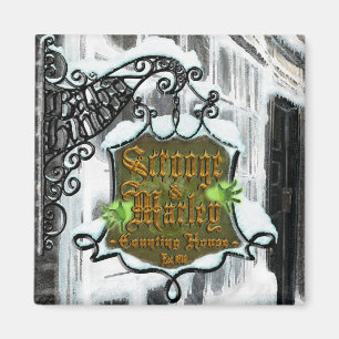 Scrooge&MarleySignScene square magnet