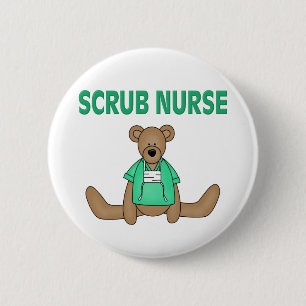 Scrub Nurse Bear Pinback Button