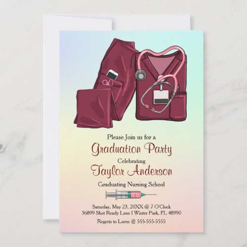 Scrub Nursing School Graduation Announcement