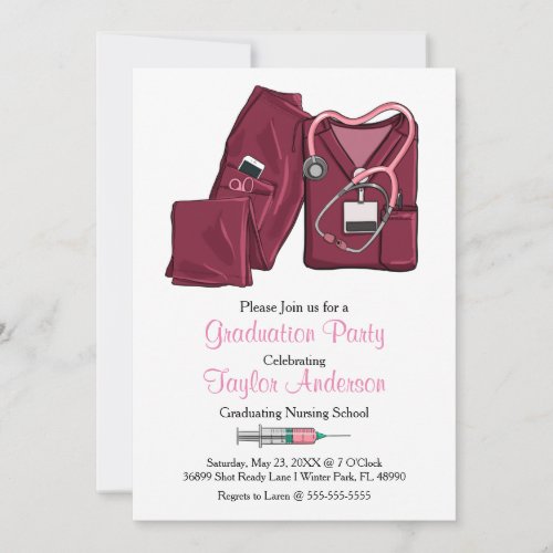 Scrub Nursing School Graduation Announcement