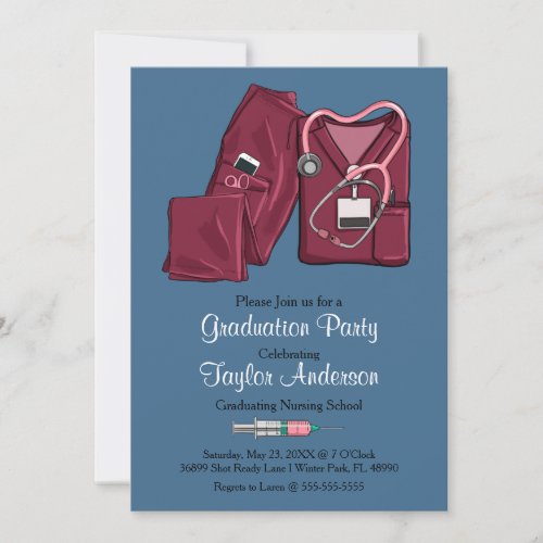 Scrub Nursing School Graduation Announcement