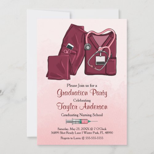 Scrub Nursing School Graduation Announcement