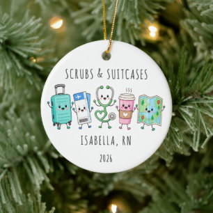 Scrubs & Suitcases Nurse Travel Ornament