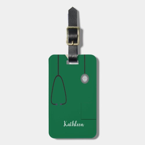 Scrubs Uniform Nurse Dk Green Luggage Tag