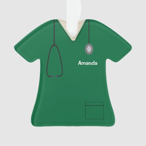 Scrubs Uniform Nurse Green Shirt Christmas Ornament